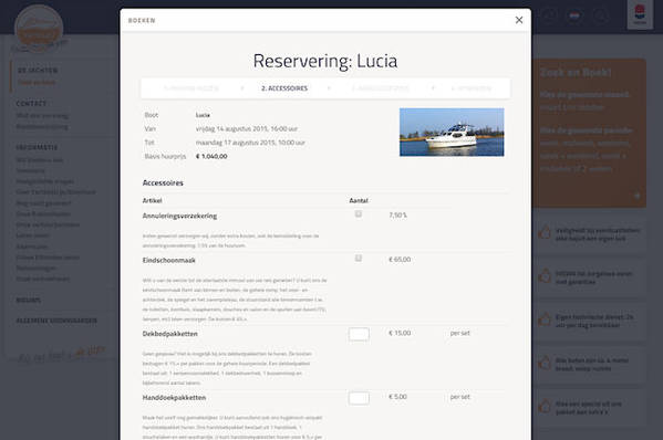 nieuwe reservering, website nieuw, yachts4u