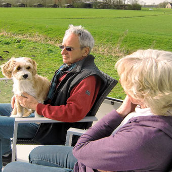 Het hele gezin geniet van het feit dat de hond meegaat