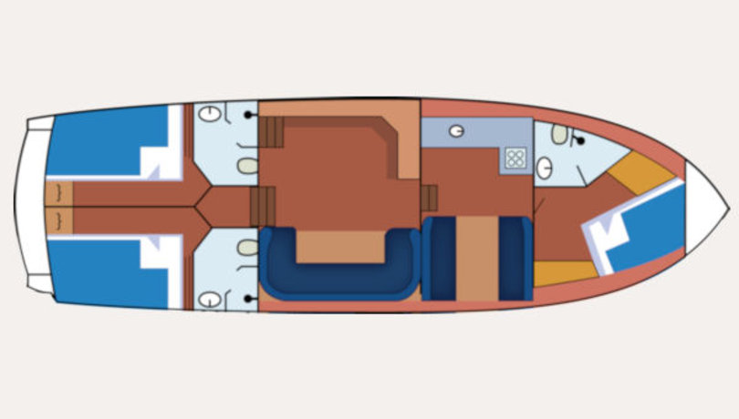 Indeling van de motorboot Elisa van Yachts4U in Friesland