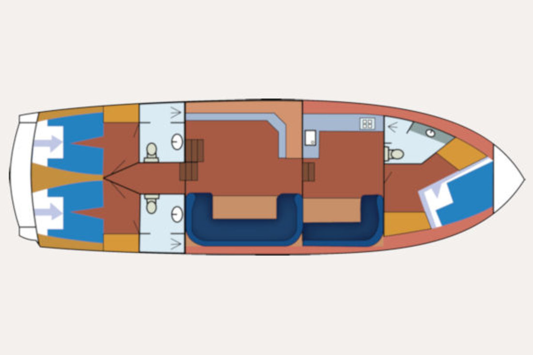 De indeling van motorboot Lilian van Yachts4U