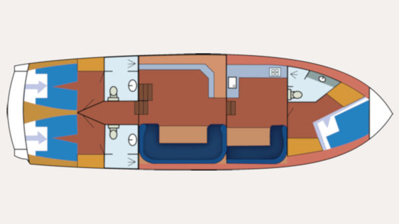 De indeling van motorboot Lilian van Yachts4U