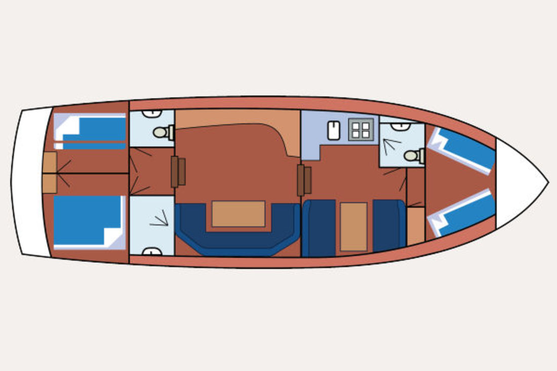 Indeling van de motorboot Julia