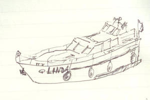 Mooie krijttekening van een kind - de Linda van Yachts4U bootverhuur