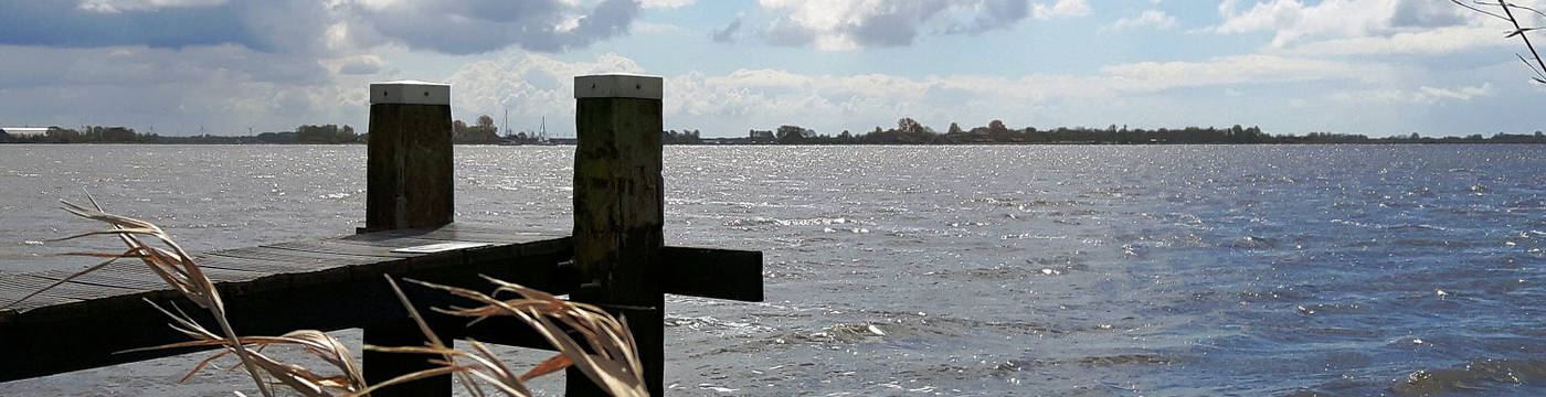 Friese meren met een steiger vanaf het land bezien.jpg